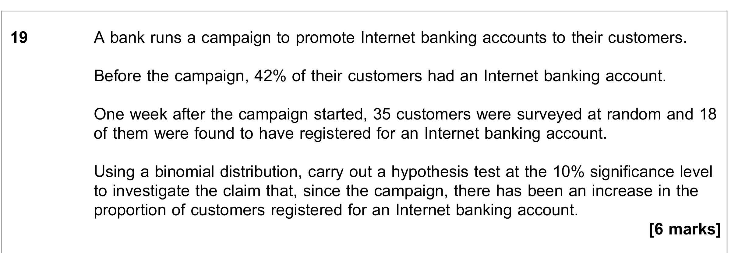 Question 19 — Hypothesis Testing — AQA June 2022