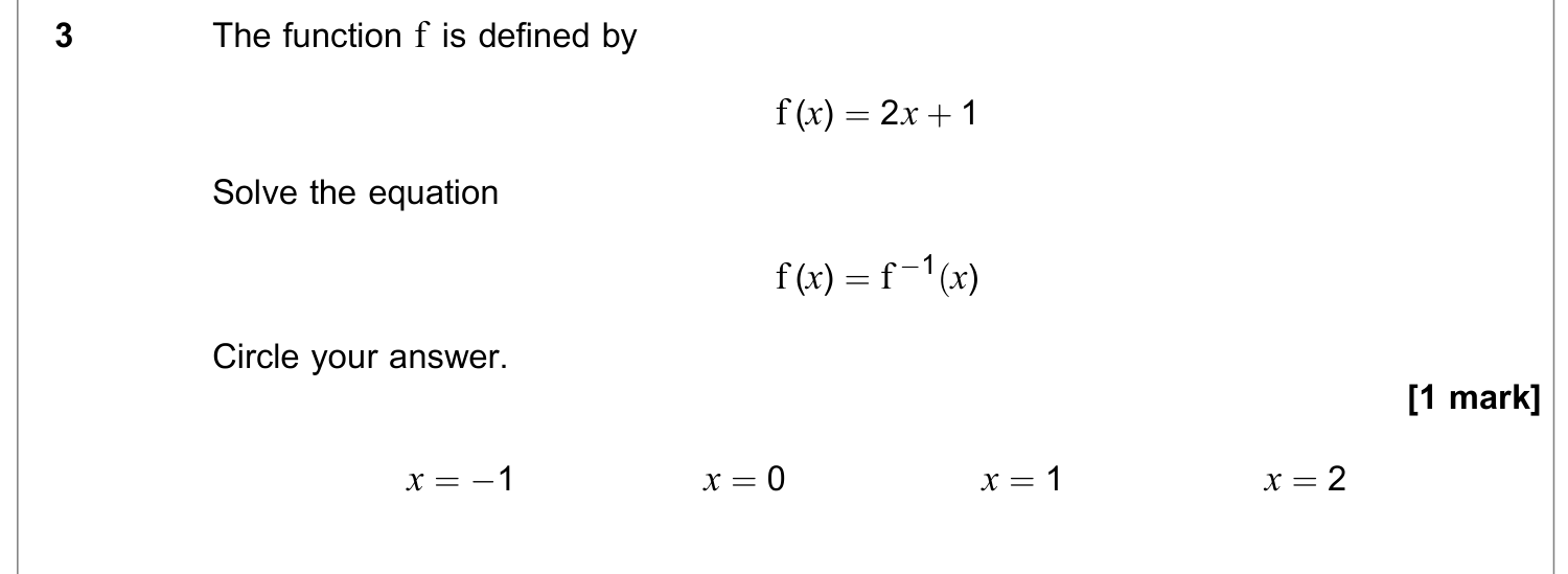 Question 3 — Functions — AQA June 2022