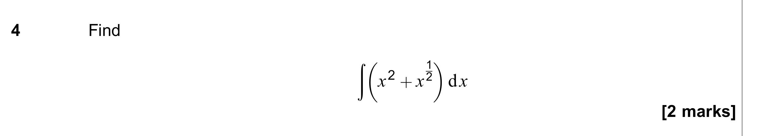 Question 4 — Integration — AQA June 2022