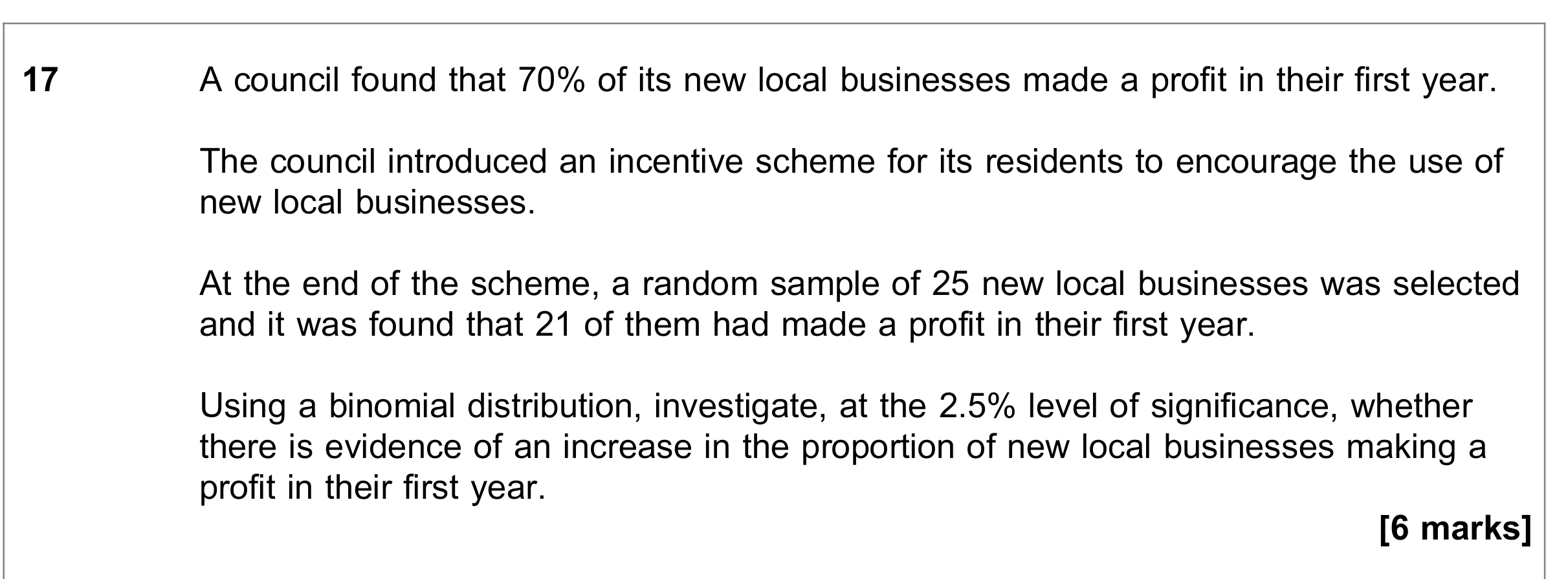 Question 17 — Hypothesis Testing — AQA June 2023
