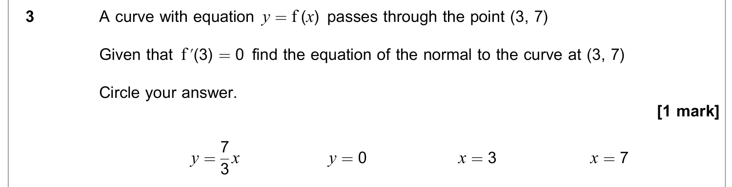 Question 3 — Differentiation — AQA June 2023