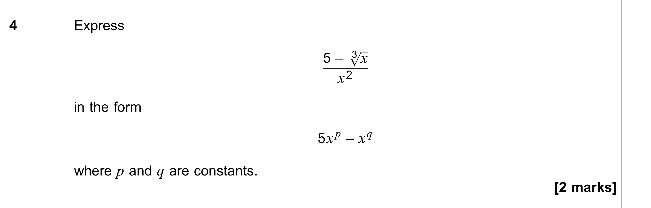 Question 4 — Indices and Surds — AQA June 2023