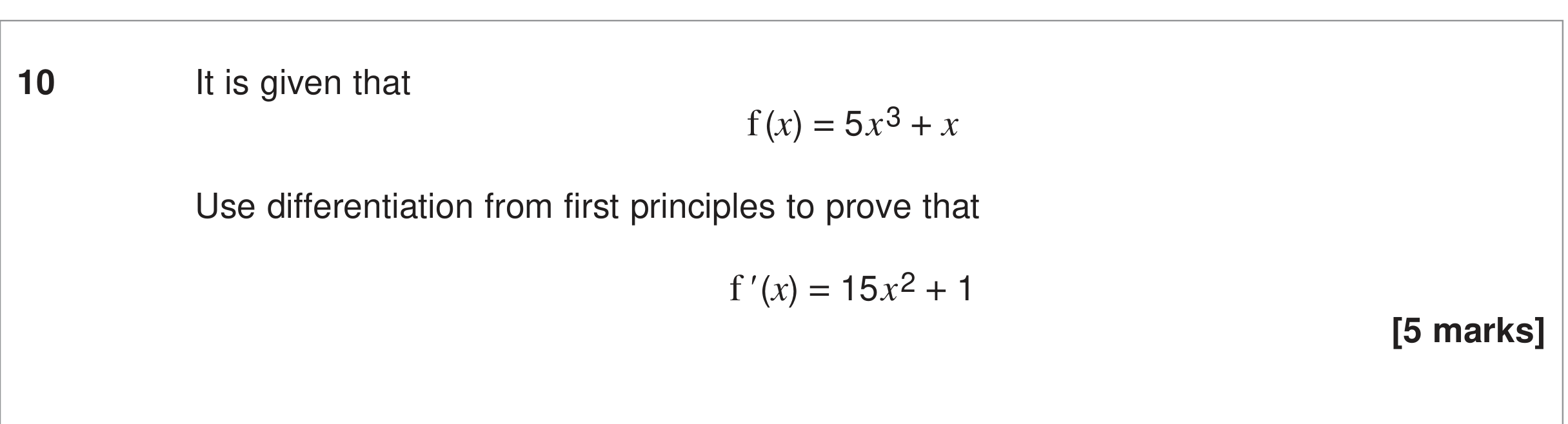 Question 10 — Differentiation — AQA June 2024