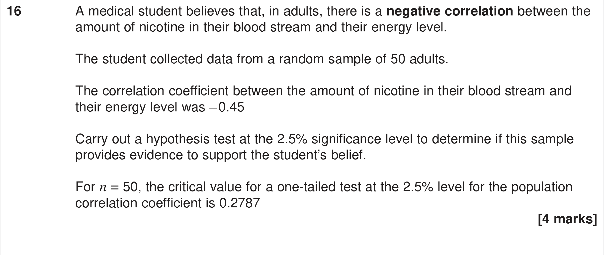 Question 16 — Hypothesis Testing — AQA June 2024