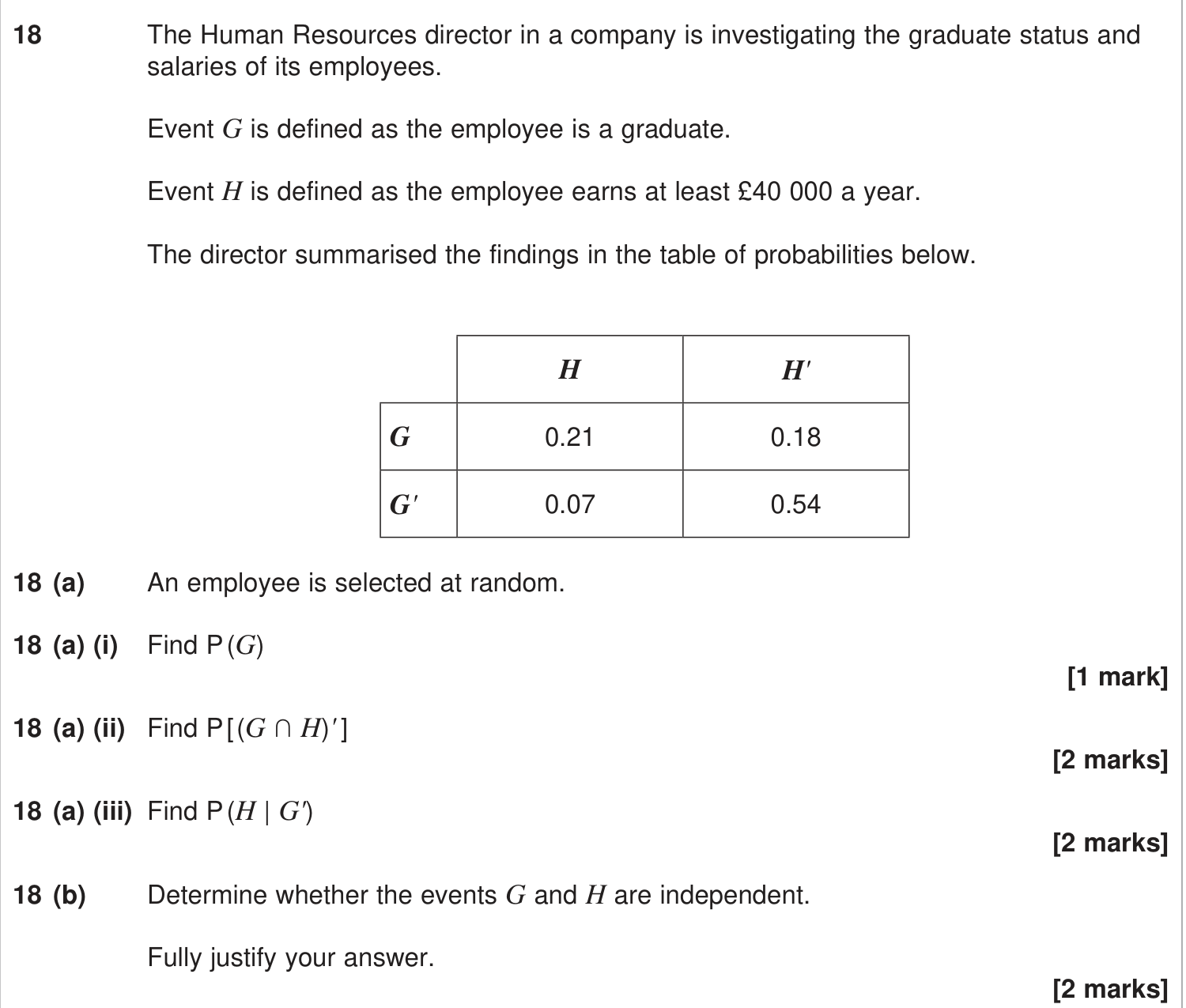 Question 18 — Probability — AQA June 2024