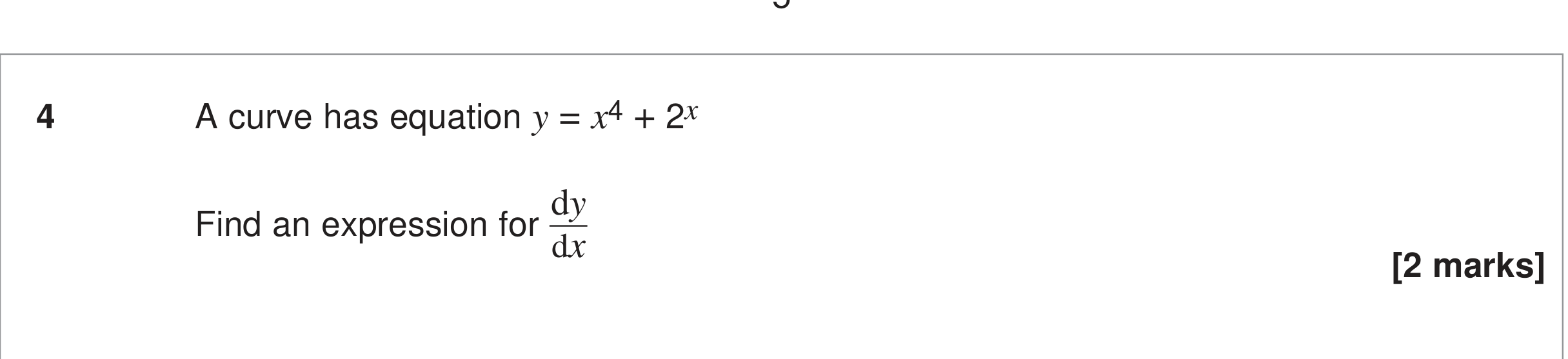 Question 4 — Differentiation — AQA June 2024