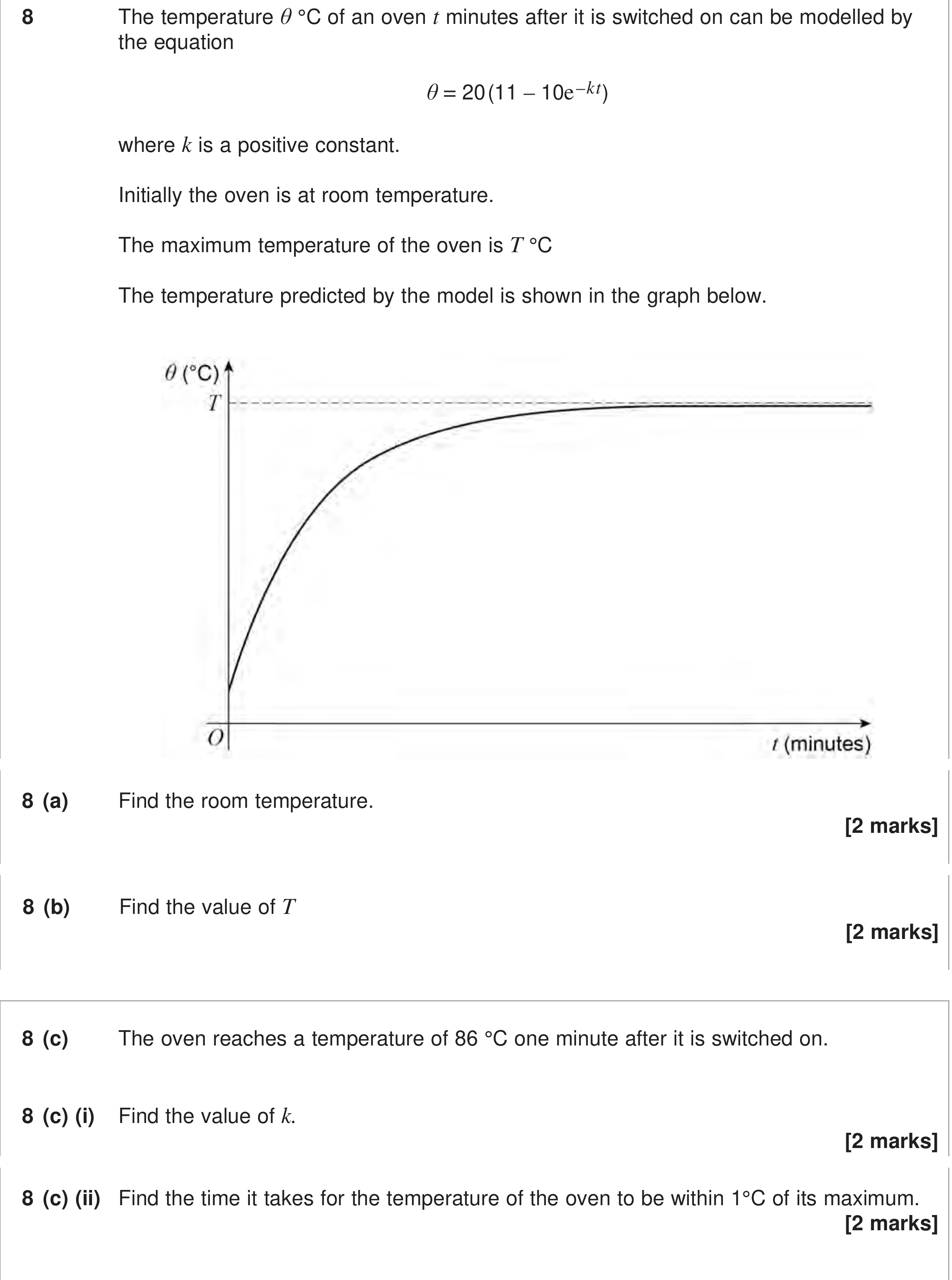 Question 8 — Exponentials — AQA June 2024