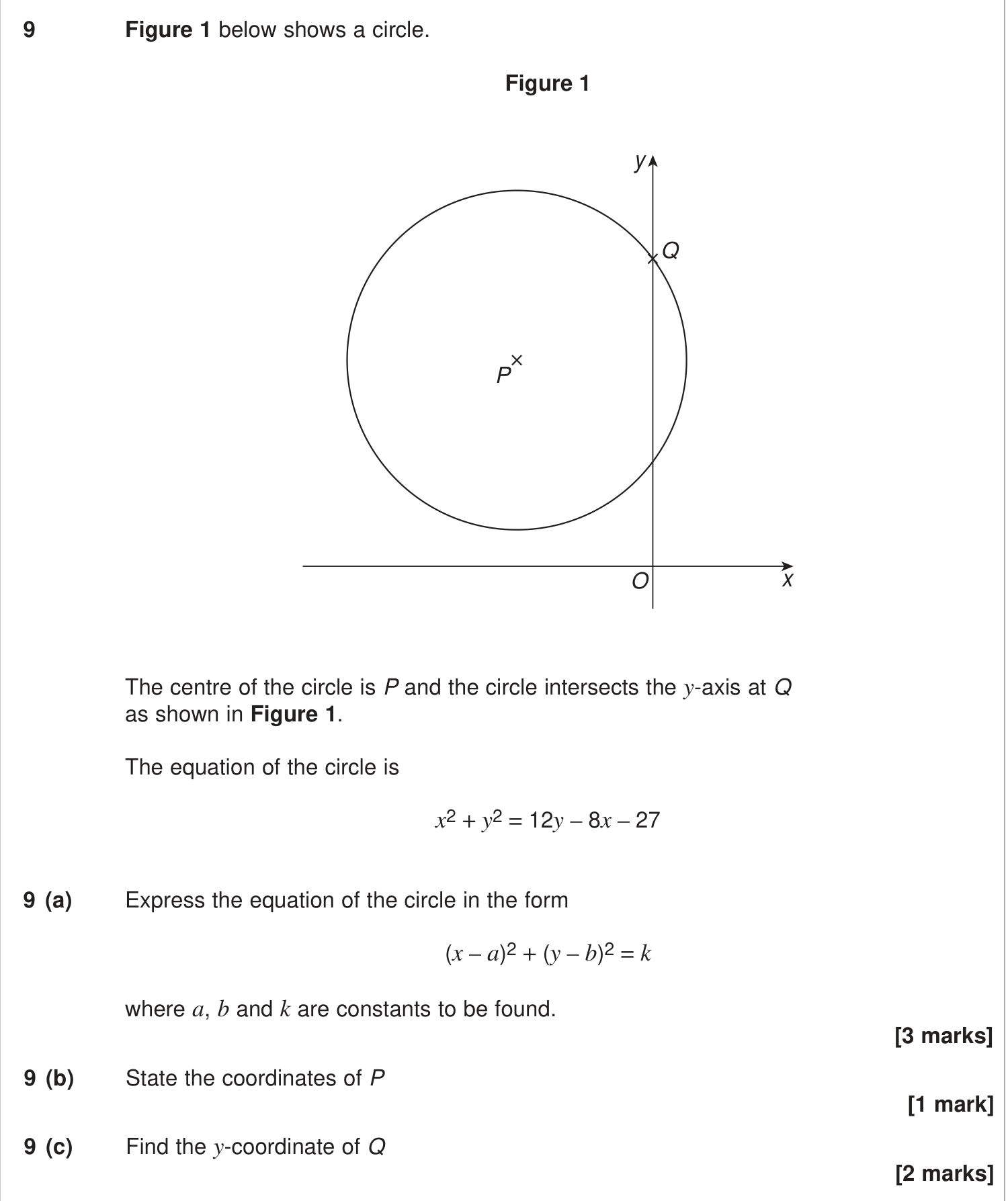 Question 9 — Circles — AQA June 2024