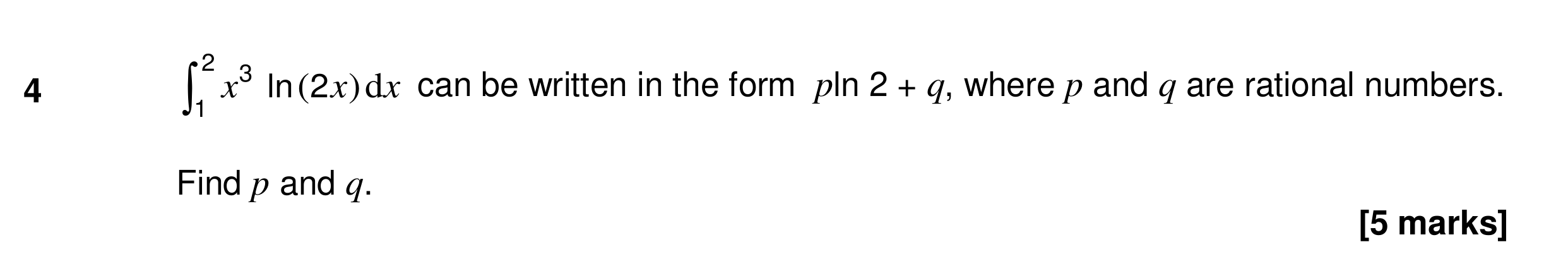 Question 4 — Integration — AQA Specimen