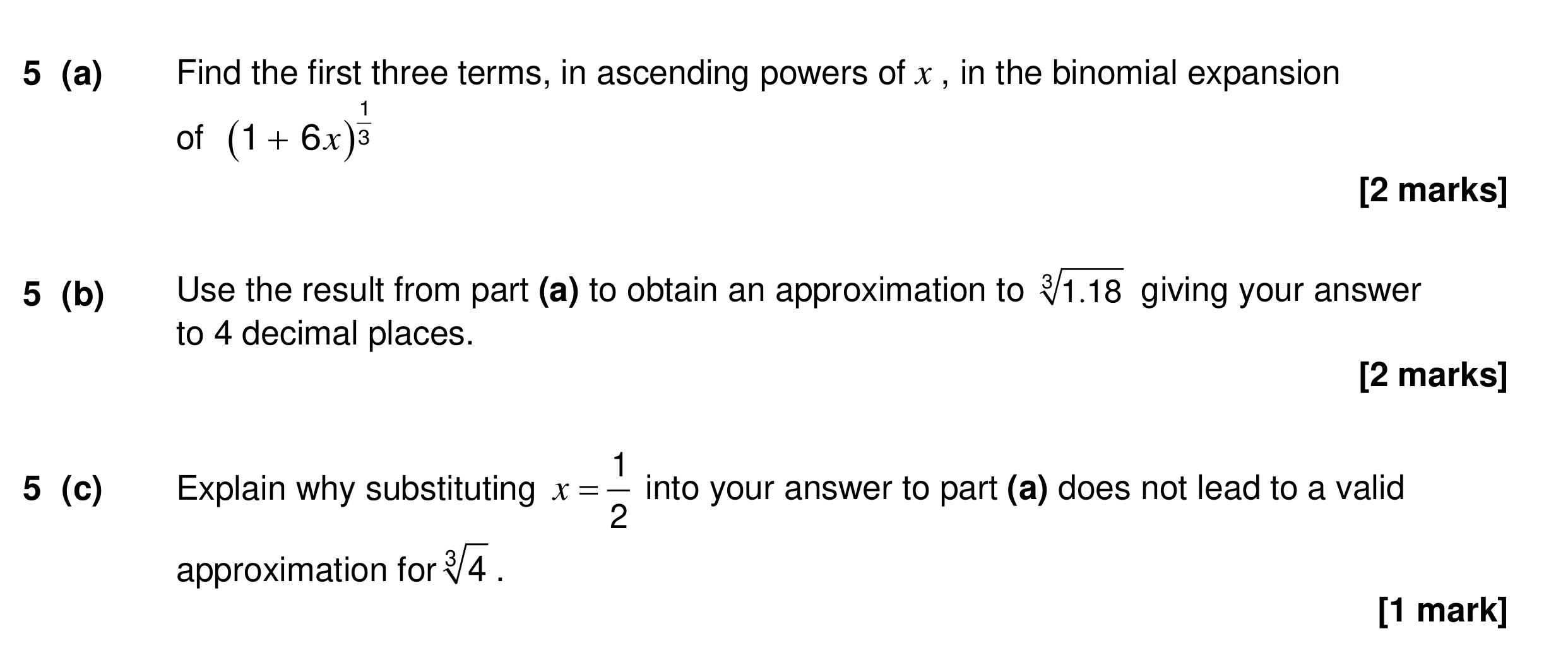 Question 5 — Binomial Expansion — AQA Specimen