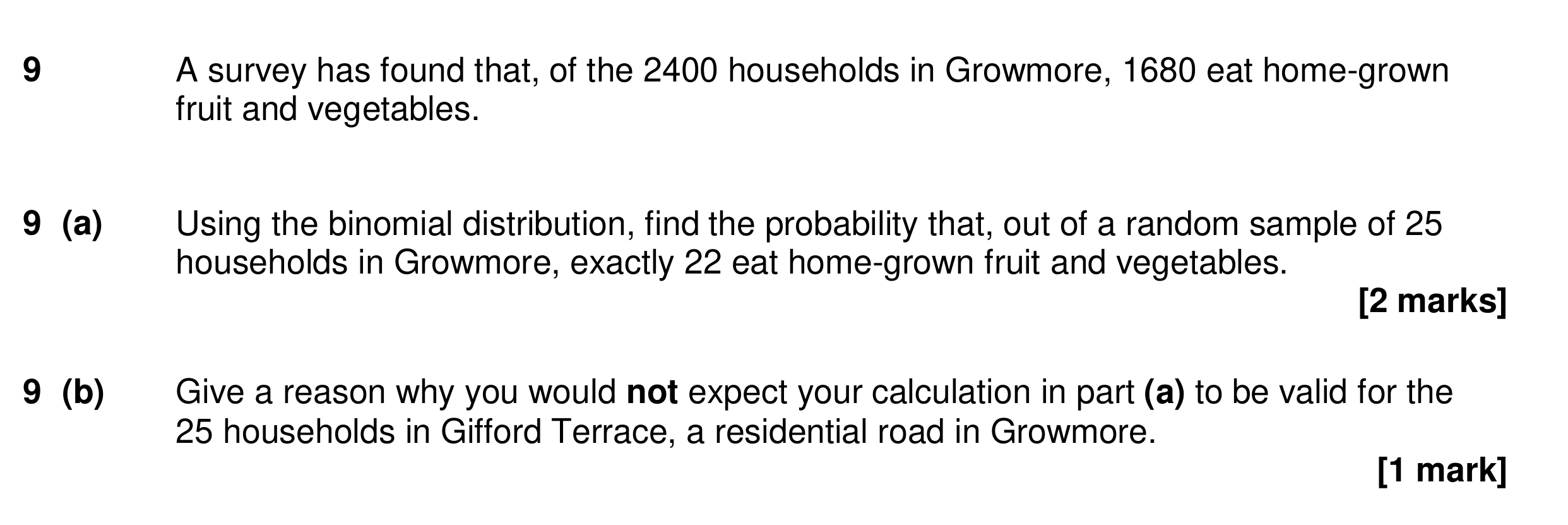 Question 9 — Binomial Distribution — AQA Specimen