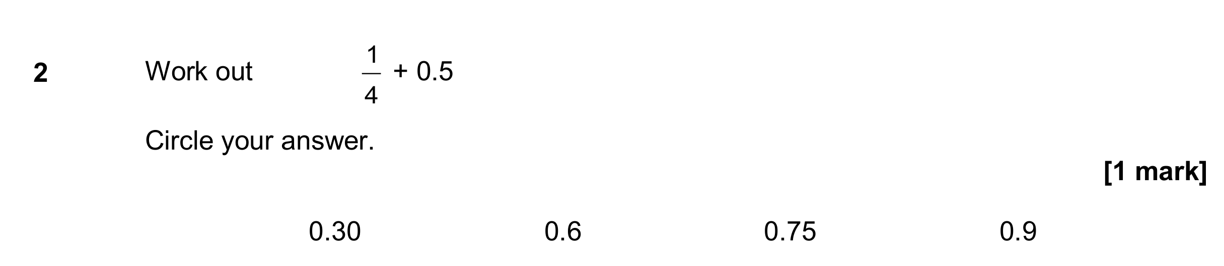Question 2 — Fractions, Decimals — AQA GCSE June 2017