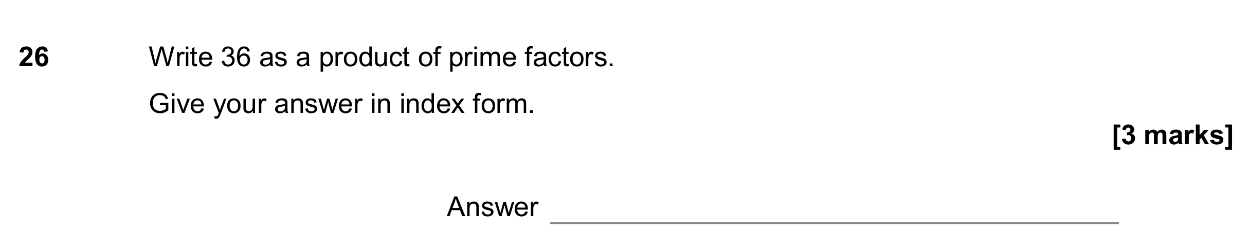 Question 26 — Prime Factors — AQA GCSE June 2017