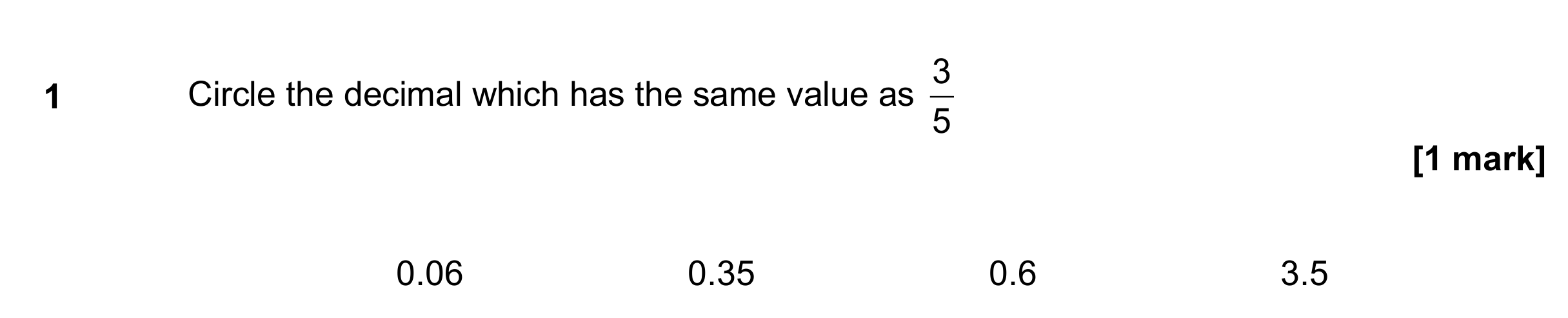 Question 1 — Fractions, Decimals — AQA GCSE November 2017