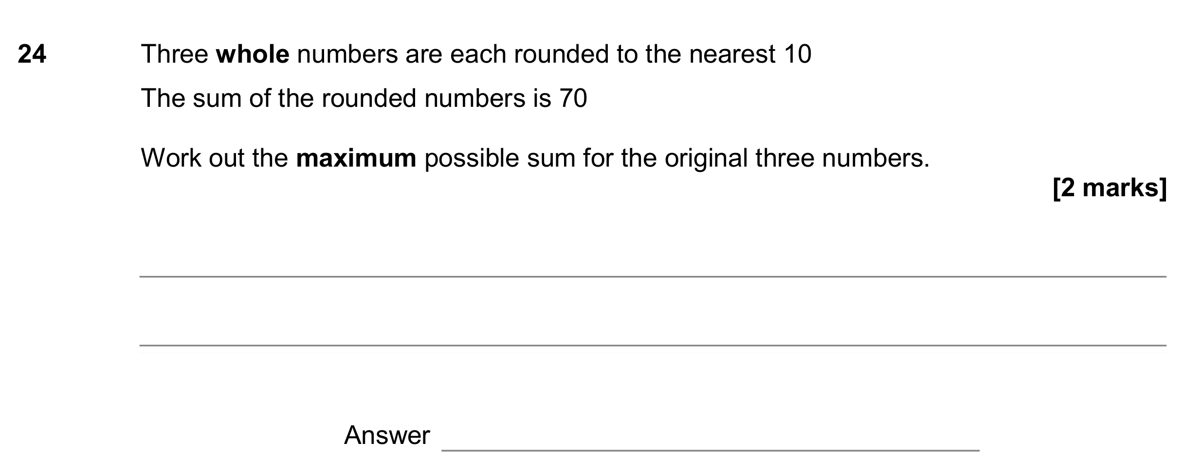 Question 24 — Rounding — AQA GCSE November 2017