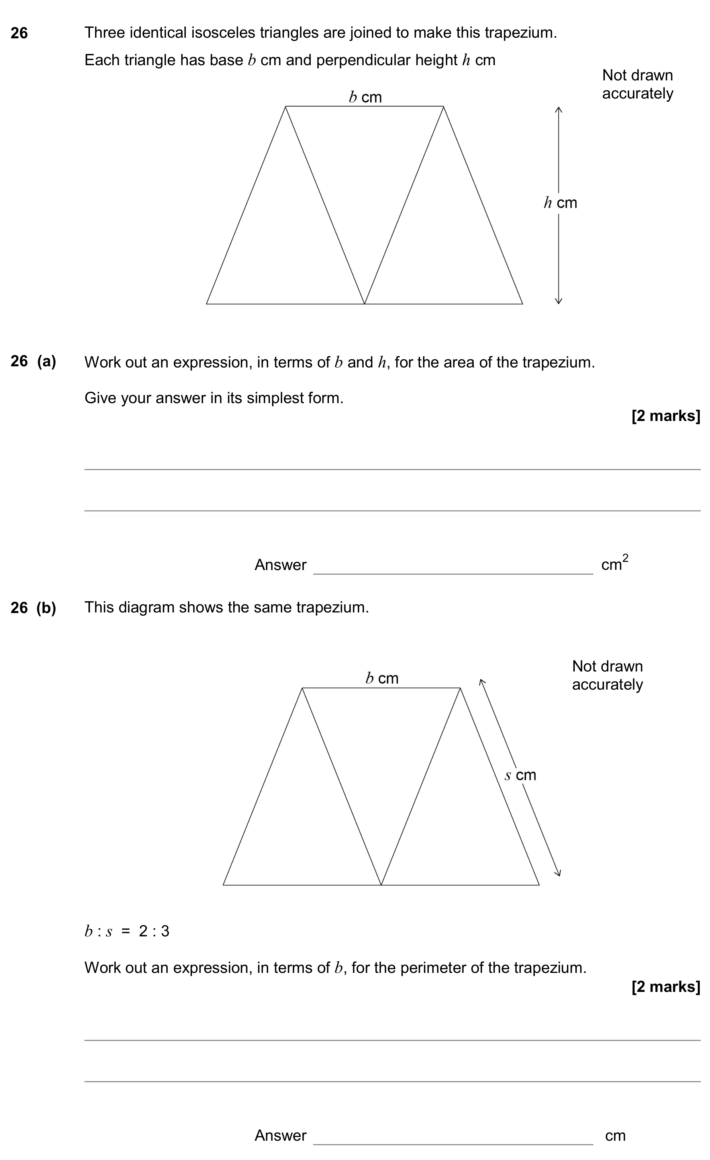 Question 26 — Perimeter and Area, Ratios — AQA GCSE November 2017