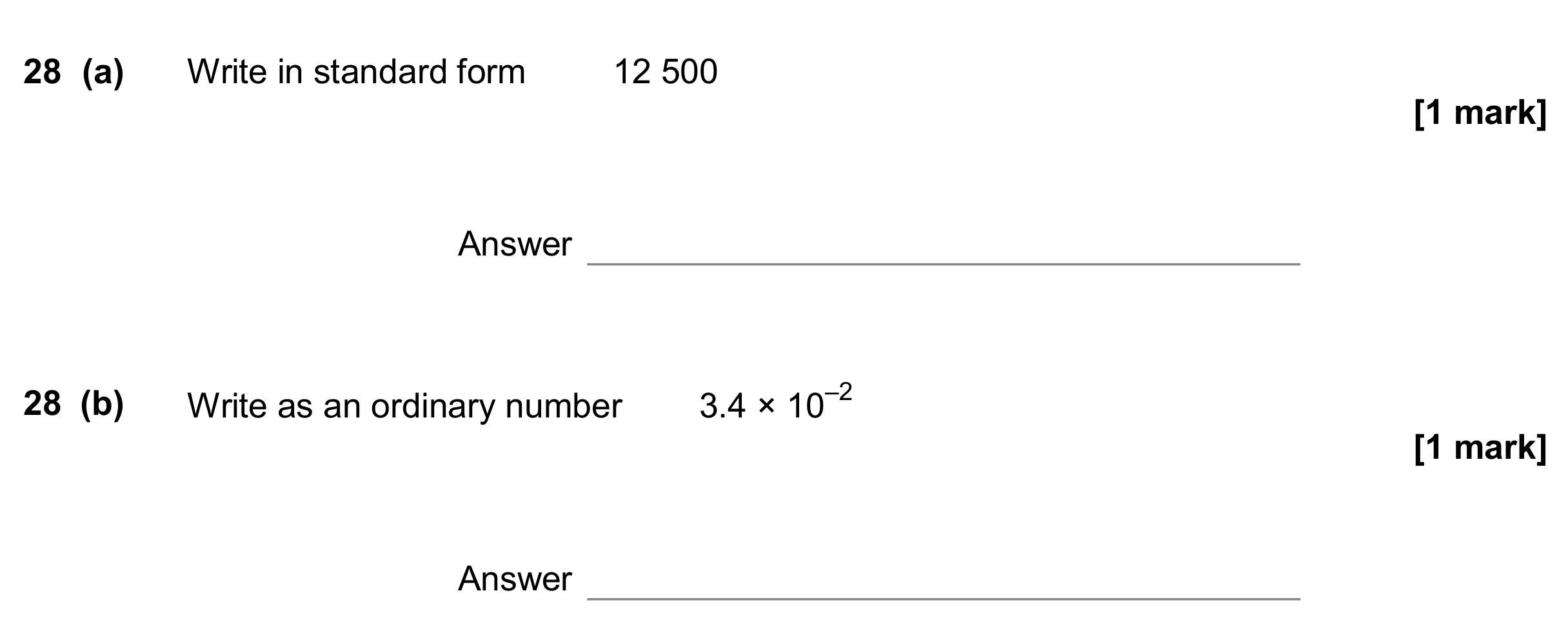 Question 28 — Standard Form — AQA GCSE November 2017