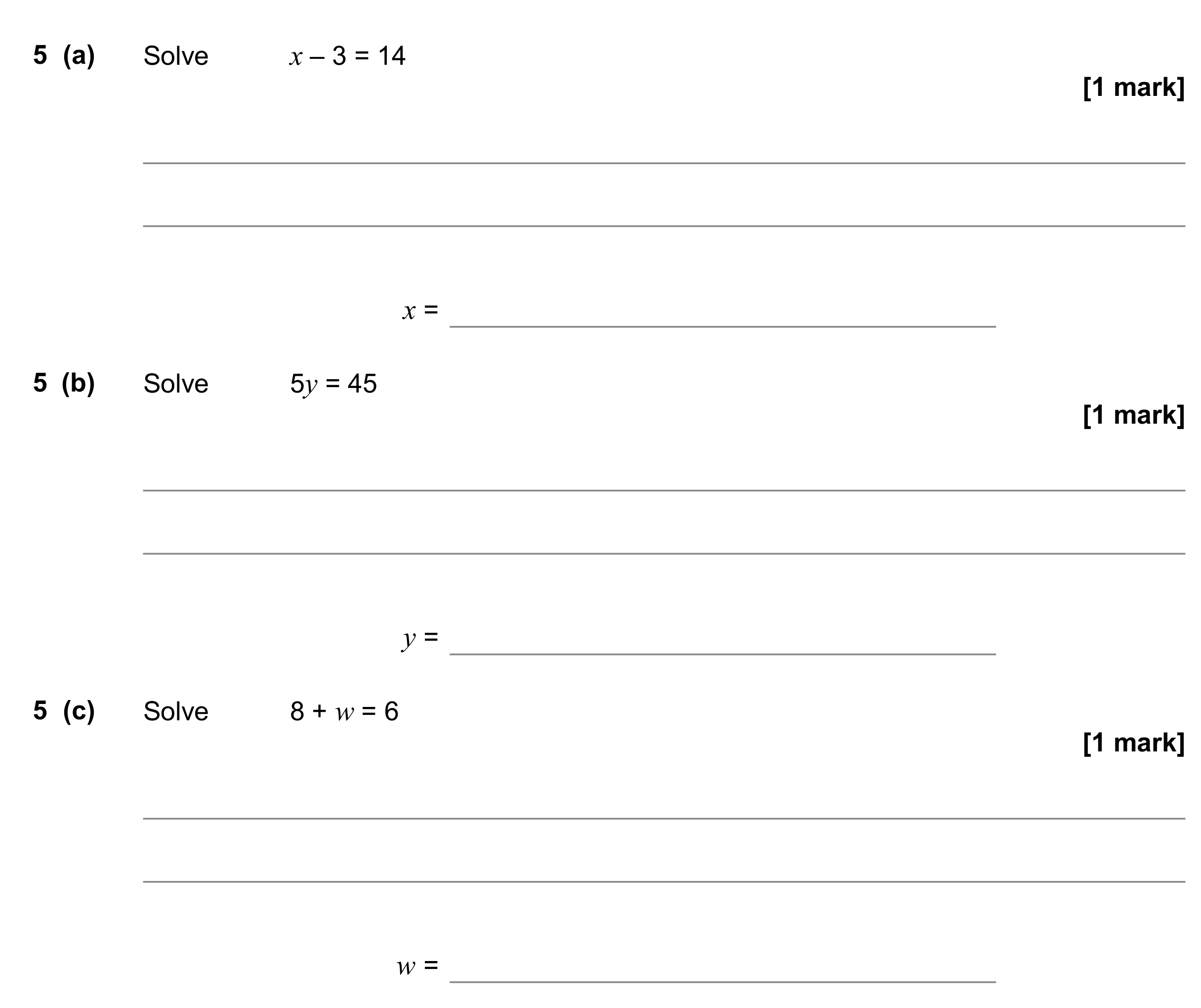 Question 5 — Linear Equations — AQA GCSE November 2017