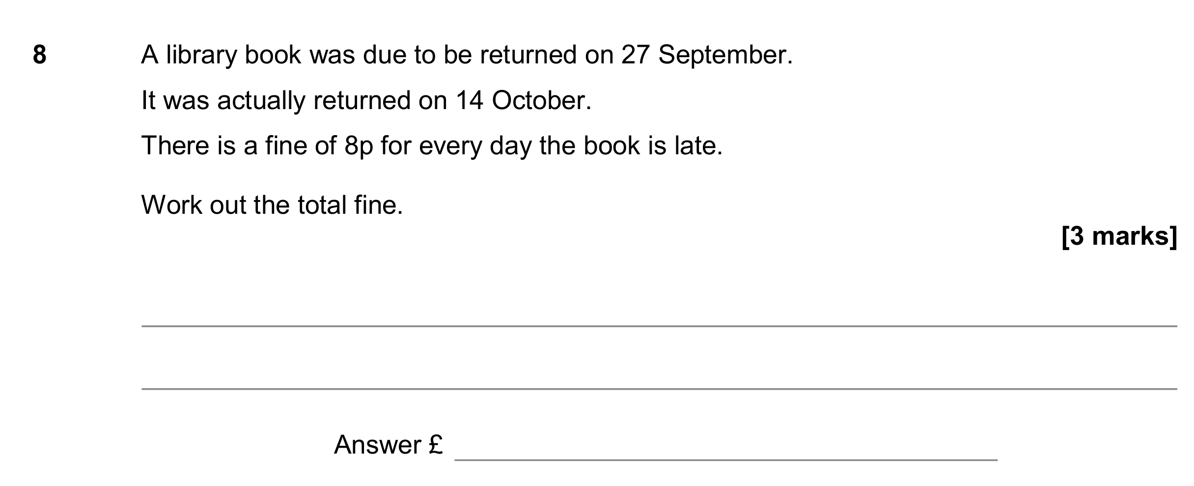 Question 8 — Money Problems — AQA GCSE November 2017
