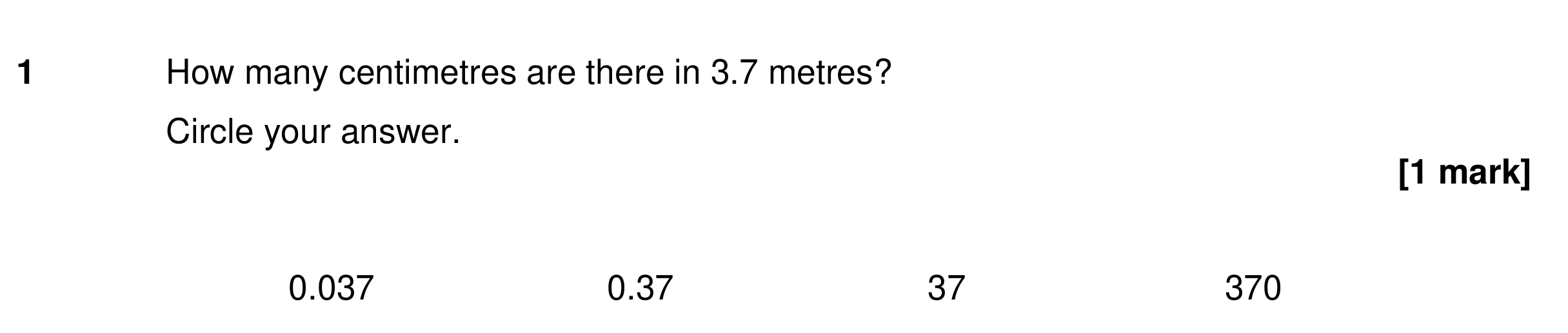 Question 1 — Unit Conversions — AQA GCSE Specimen