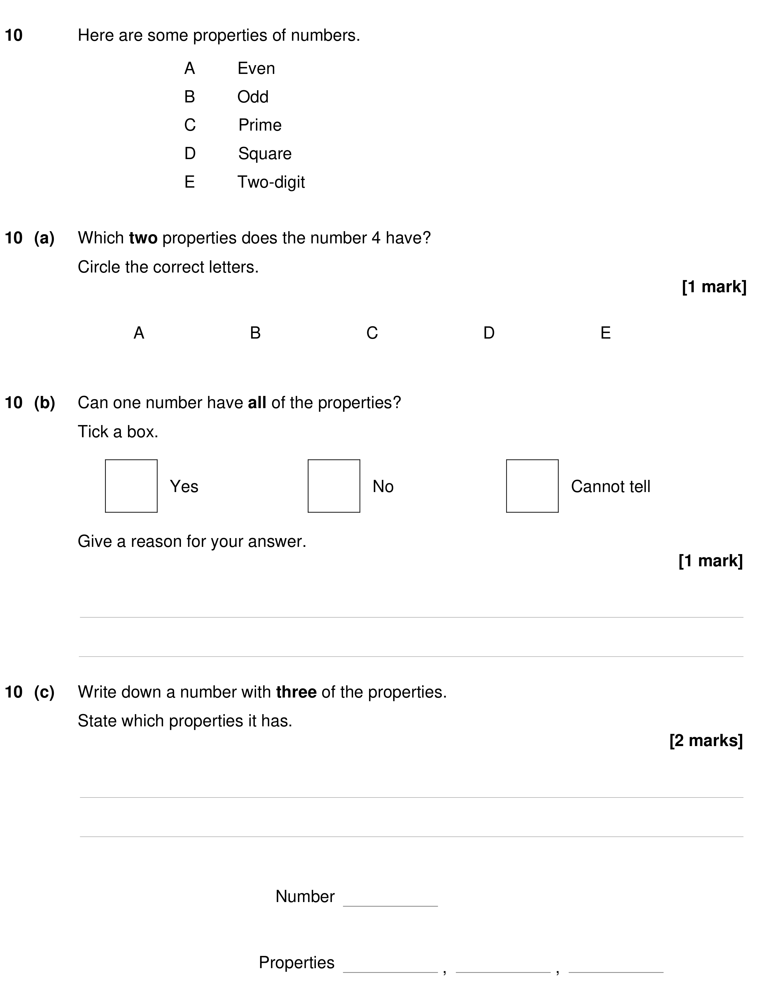 Question 10 — Numbers — AQA GCSE Specimen