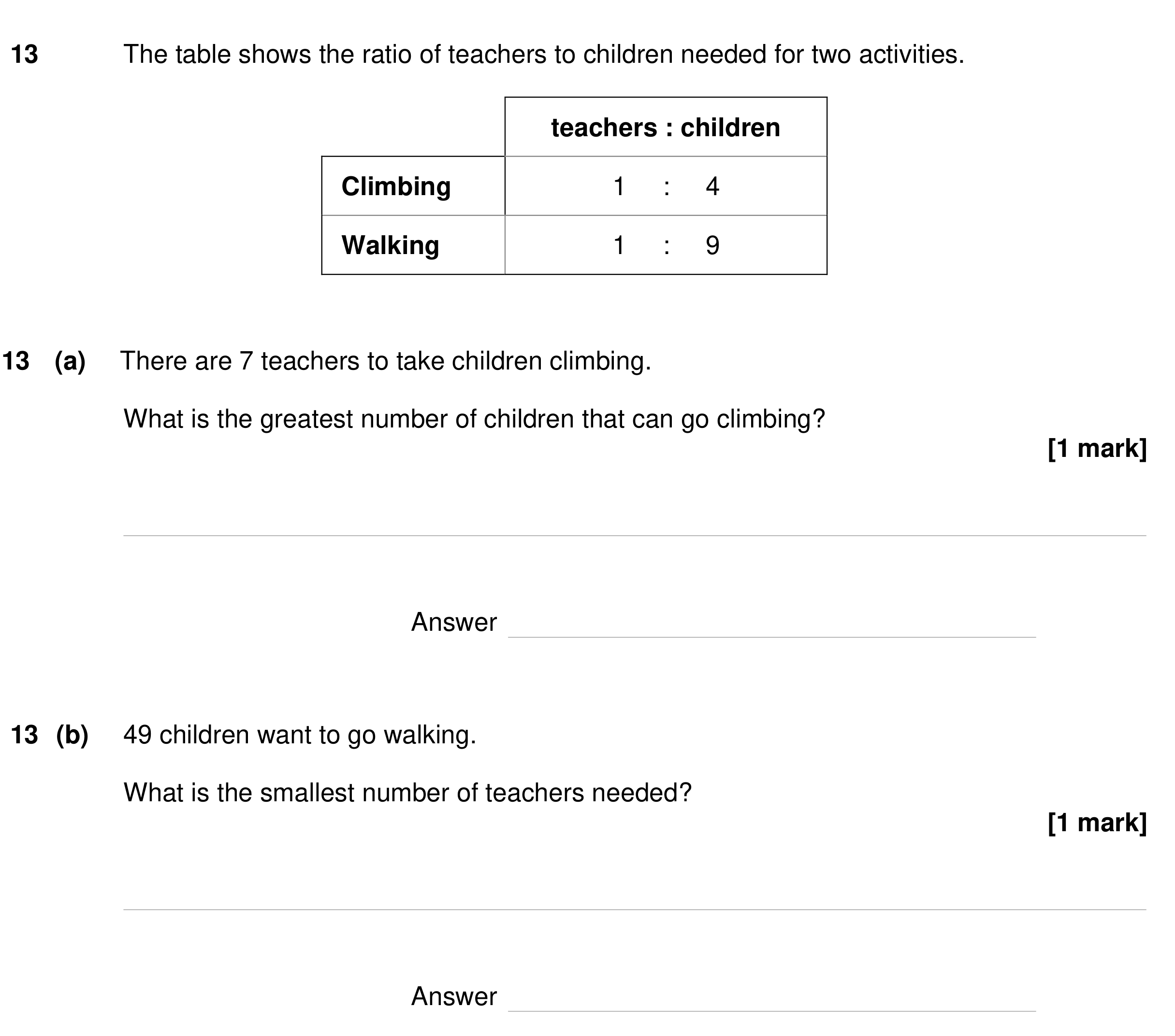 Question 13 — Ratios — AQA GCSE Specimen