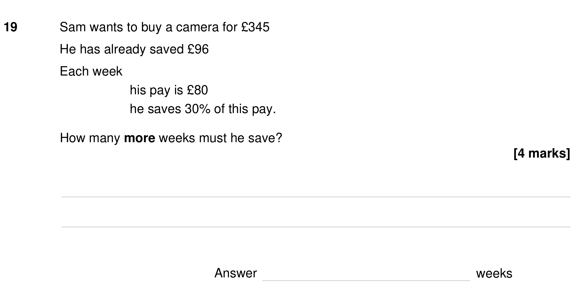 Question 19 — Money Problems, Percentages — AQA GCSE Specimen