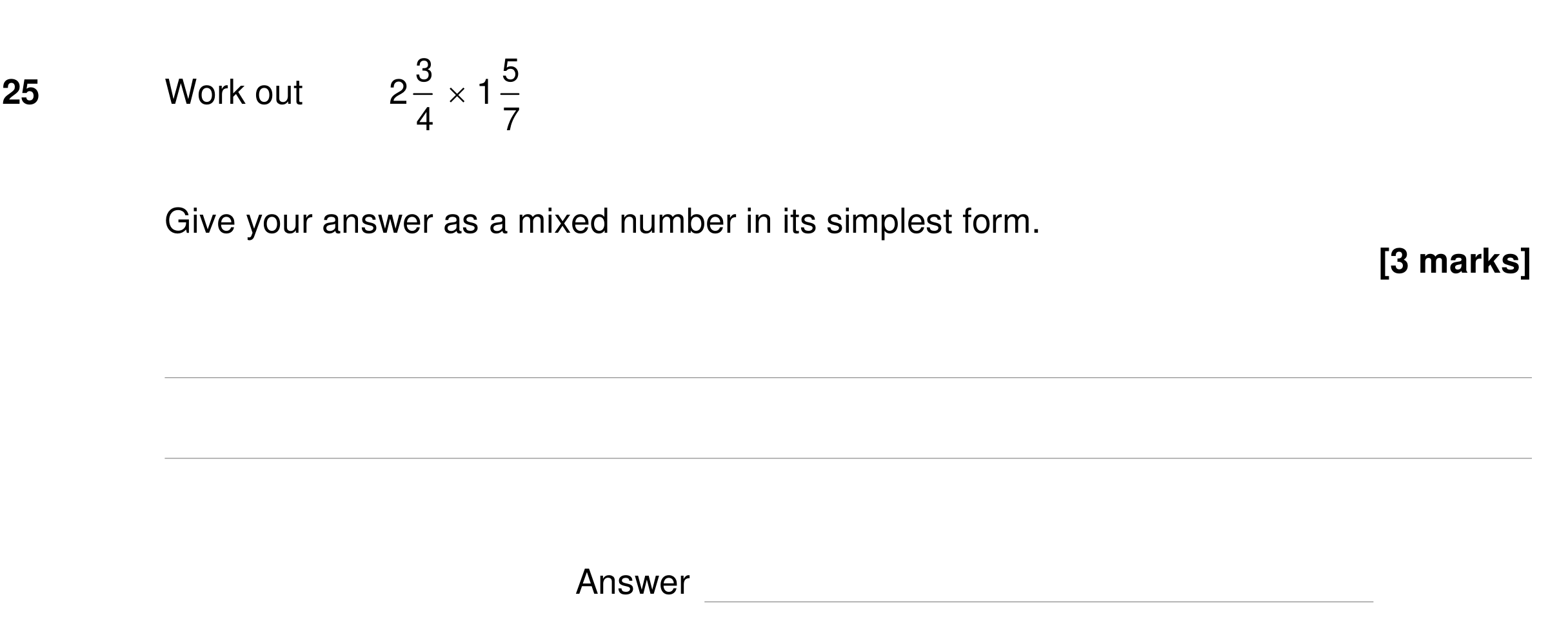 Question 25 — Fractions — AQA GCSE Specimen