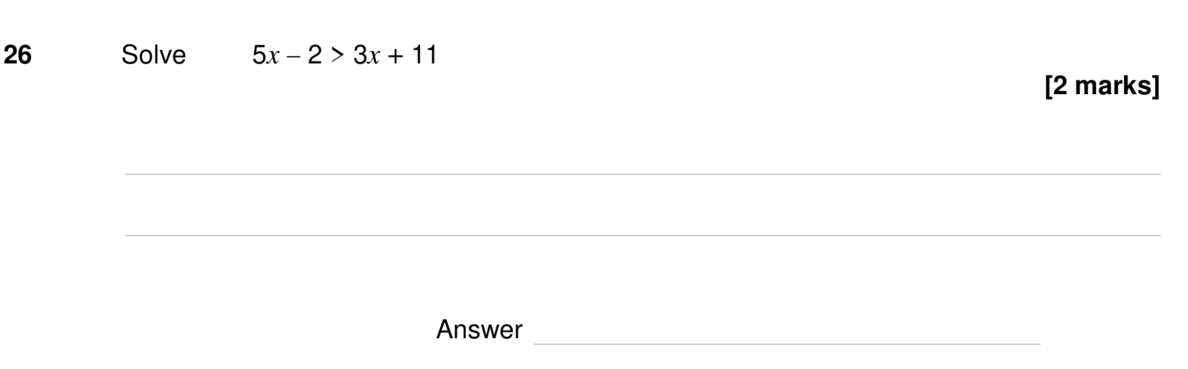 Question 26 — Inequalities — AQA GCSE Specimen
