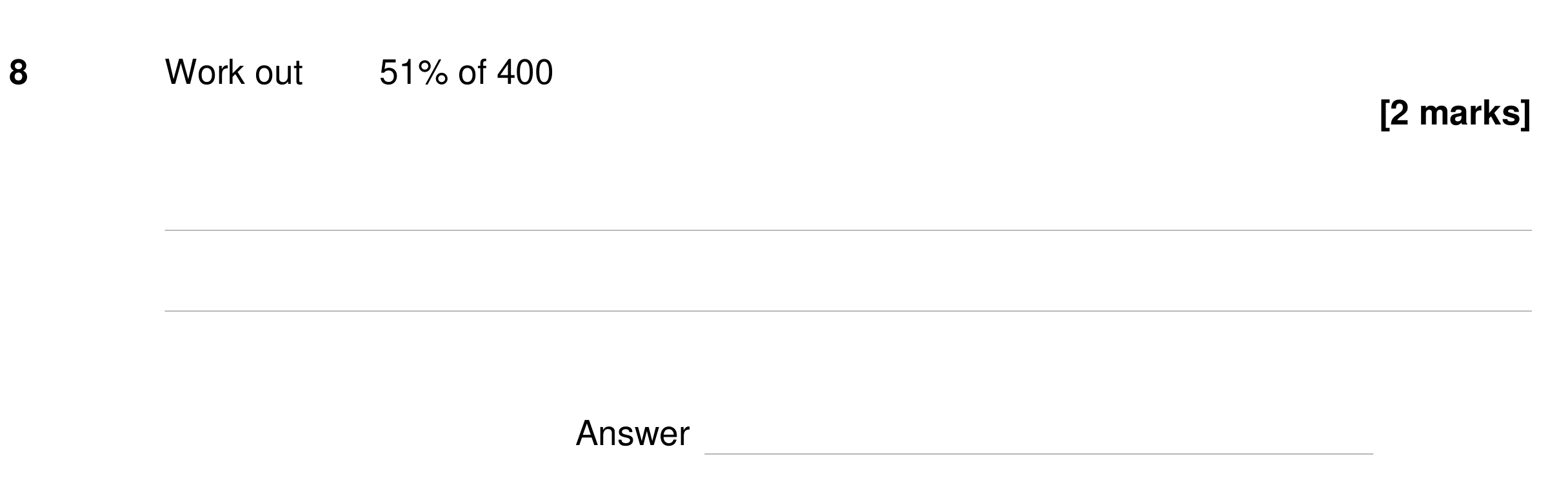Question 8 — Percentages — AQA GCSE Specimen
