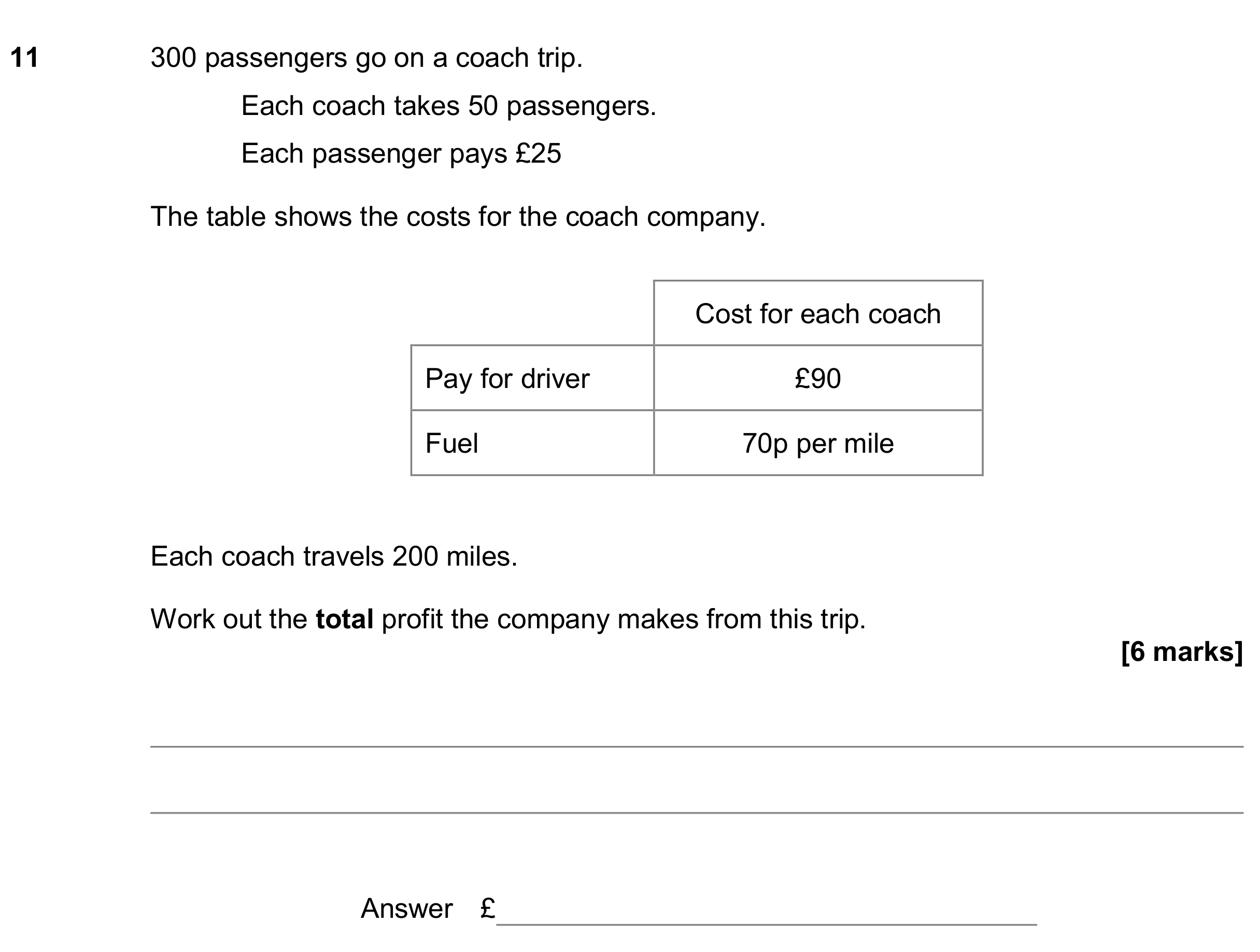 Question 11 — Money Problems — AQA GCSE June 2018