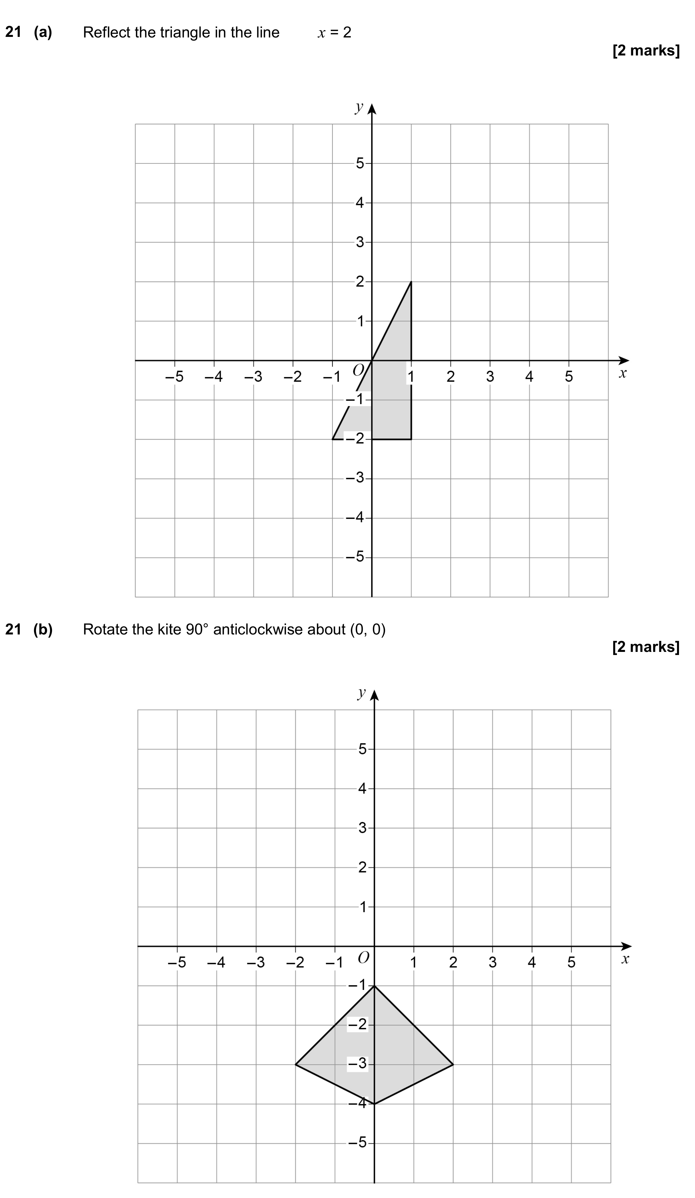 Question 21 — Rotations/Reflections/Translations/Enlargements — AQA GCSE June 2018