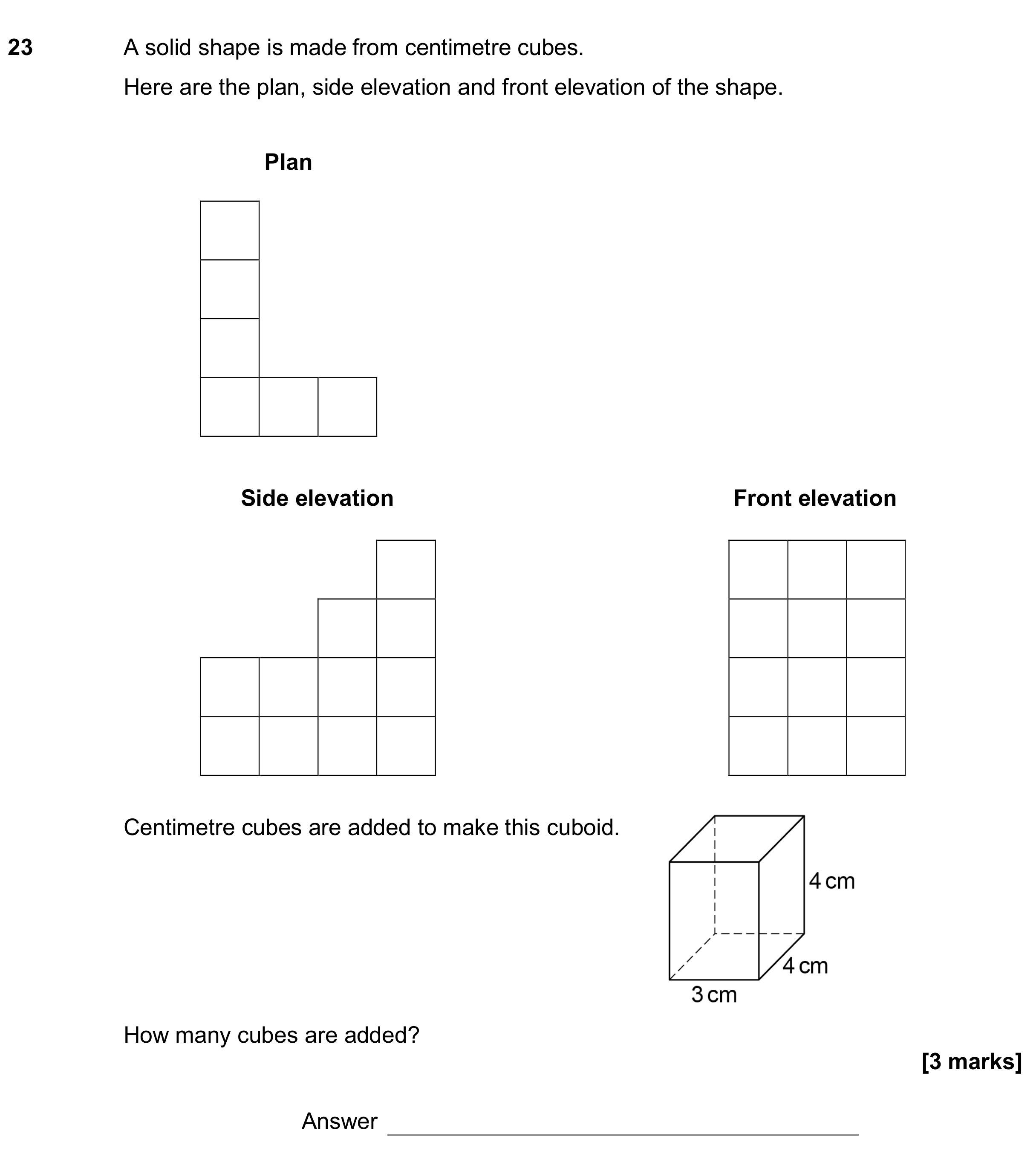 Question 23 — Elevations — AQA GCSE June 2018