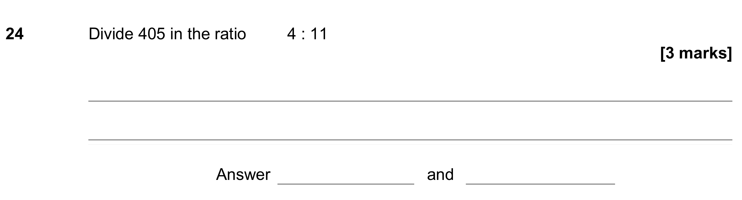 Question 24 — Ratios — AQA GCSE June 2018