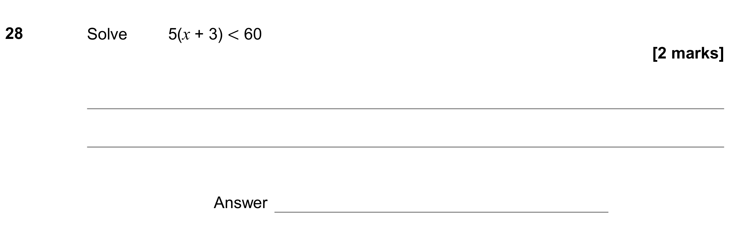 Question 28 — Inequalities — AQA GCSE June 2018