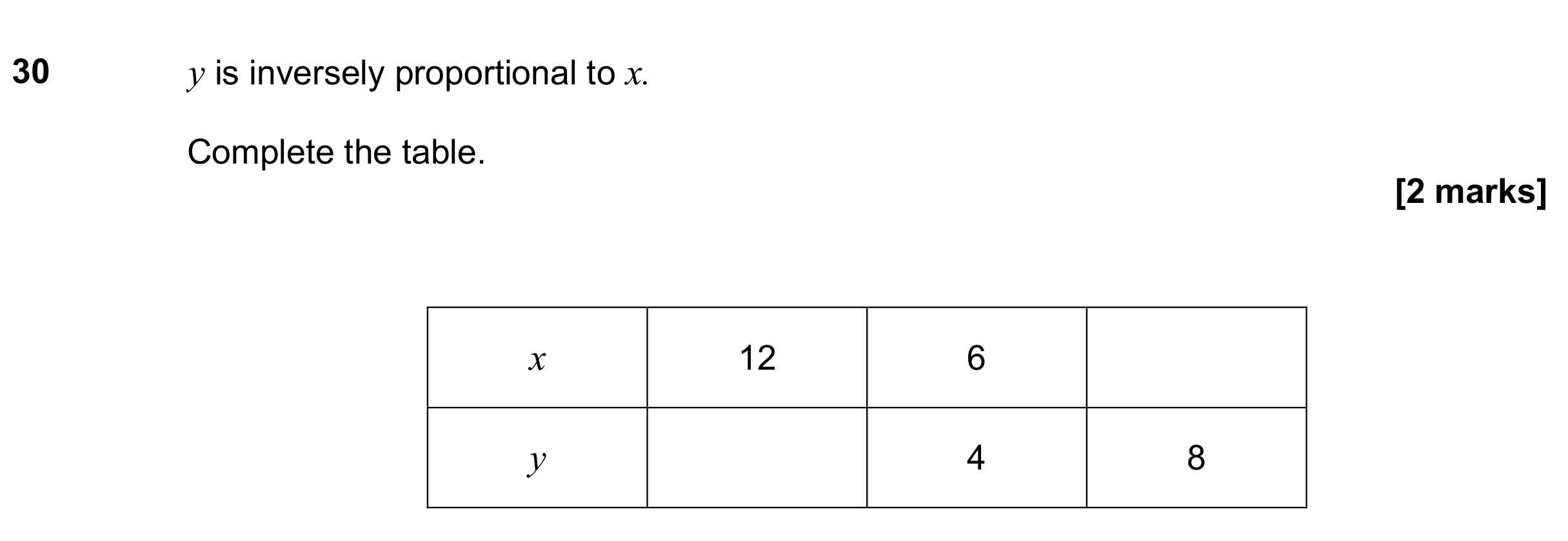 Question 30 — Proportion — AQA GCSE June 2018