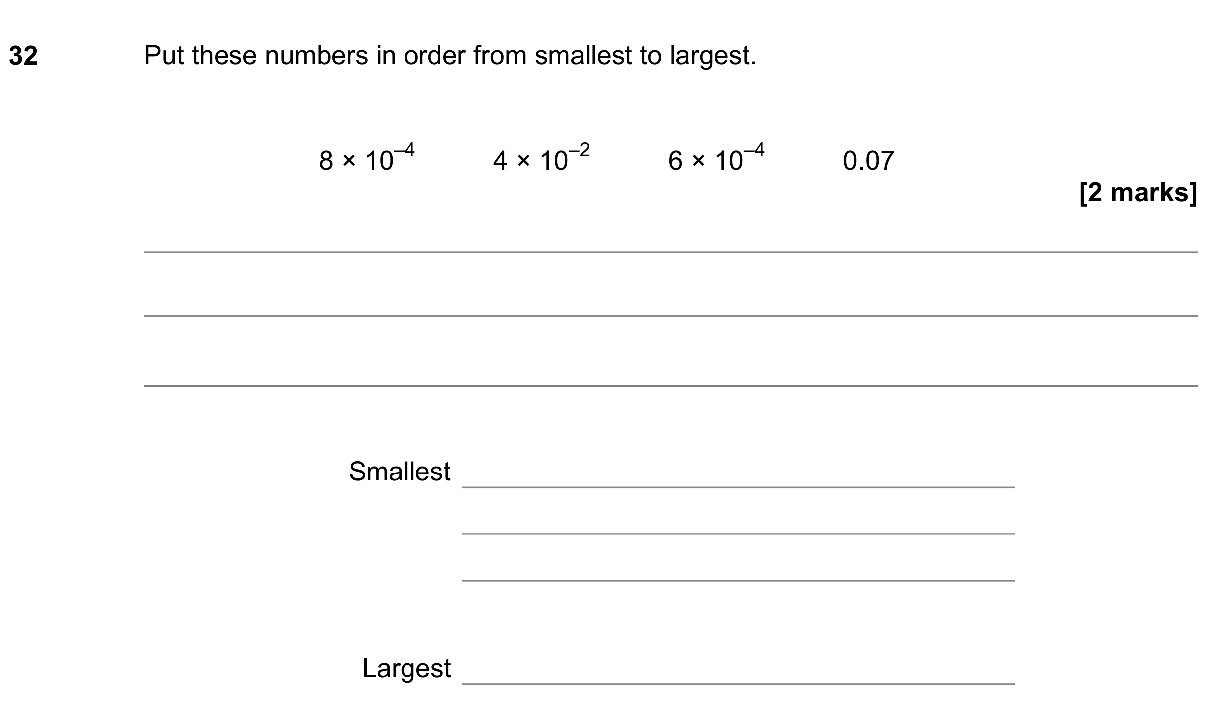 Question 32 — Standard Form — AQA GCSE June 2018