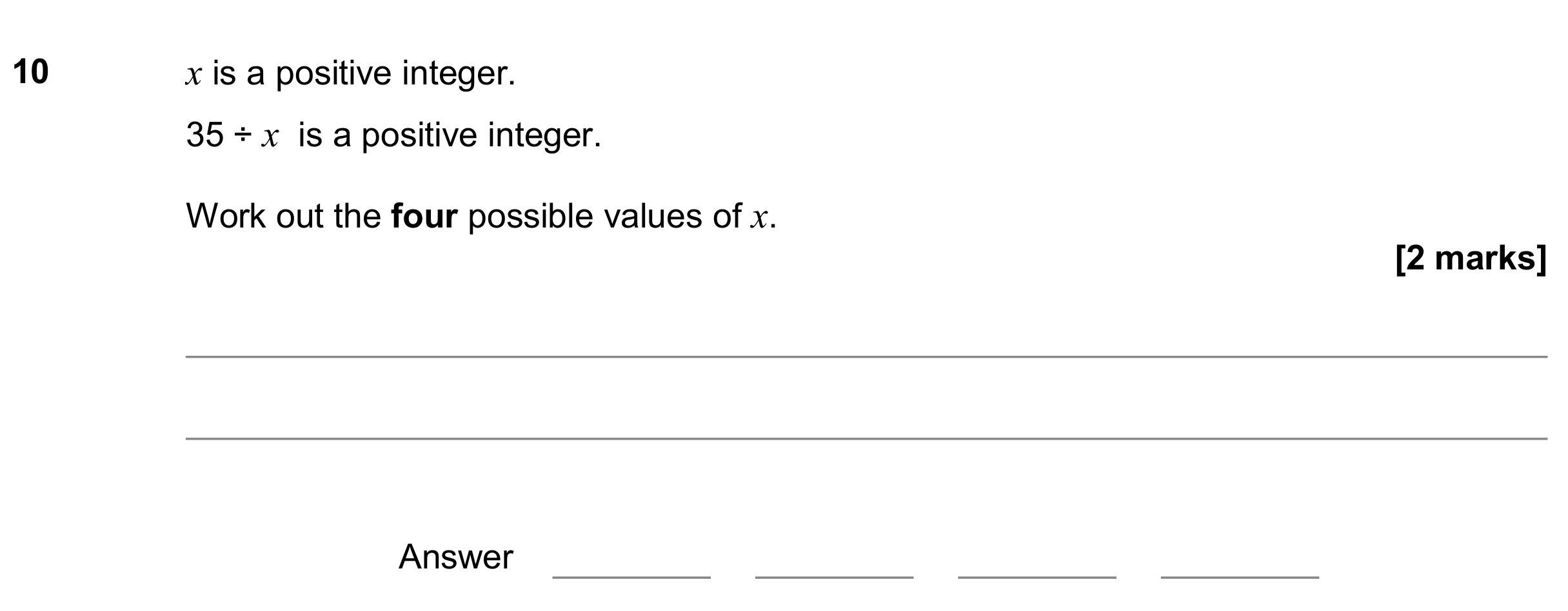 Question 10 — Numbers — AQA GCSE November 2018