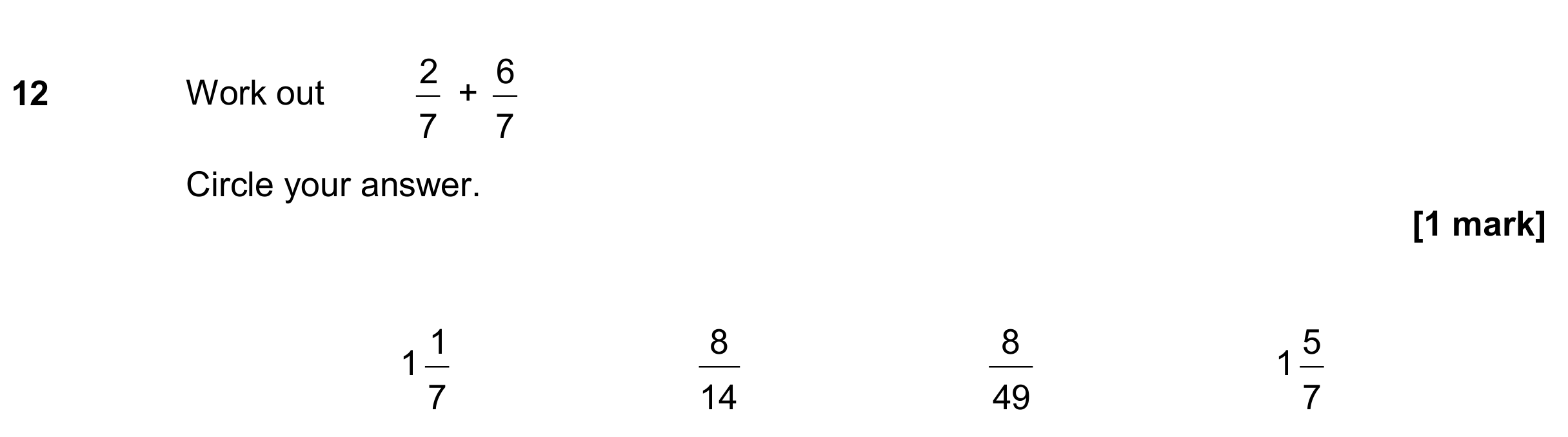 Question 12 — Fractions — AQA GCSE November 2018