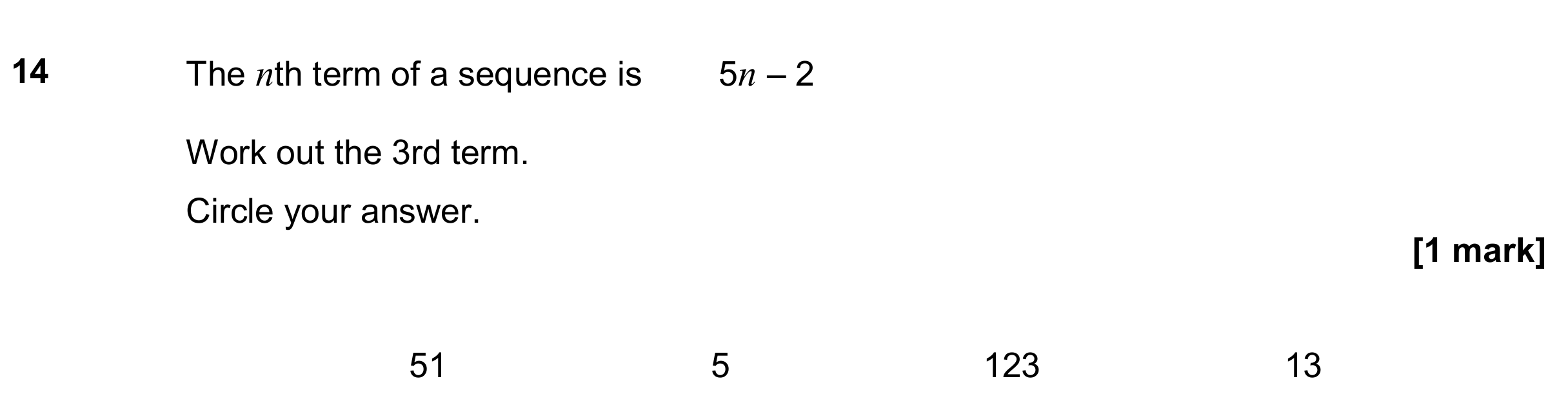 Question 14 — Sequences — AQA GCSE November 2018