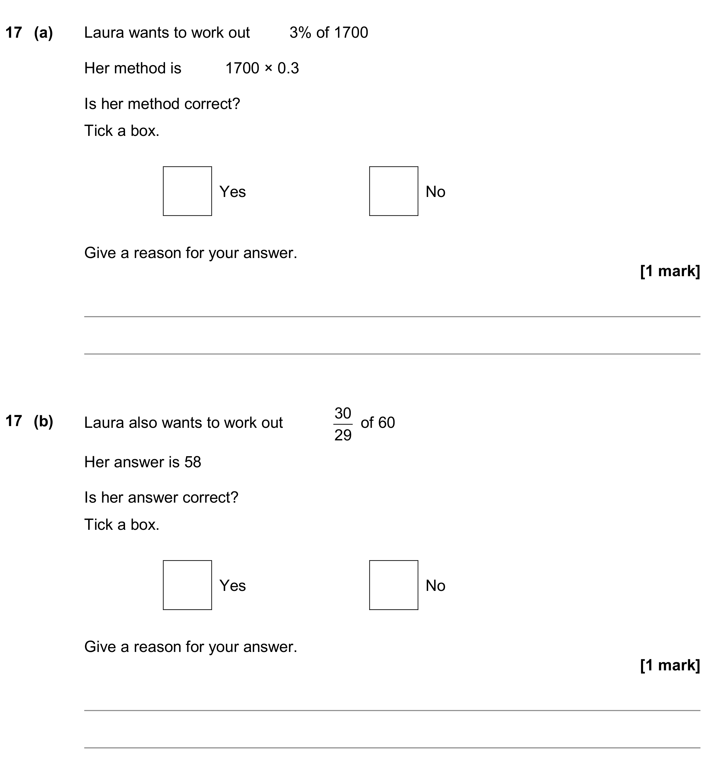 Question 17 — Percentages, Fractions — AQA GCSE November 2018