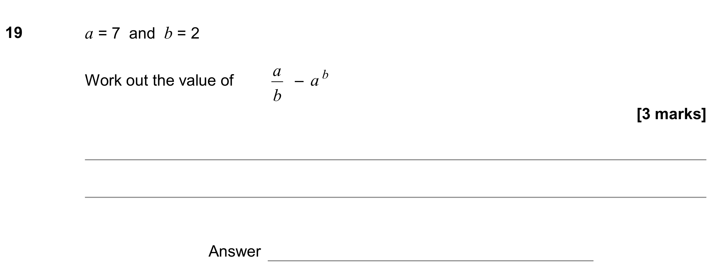 Question 19 — Formulae — AQA GCSE November 2018