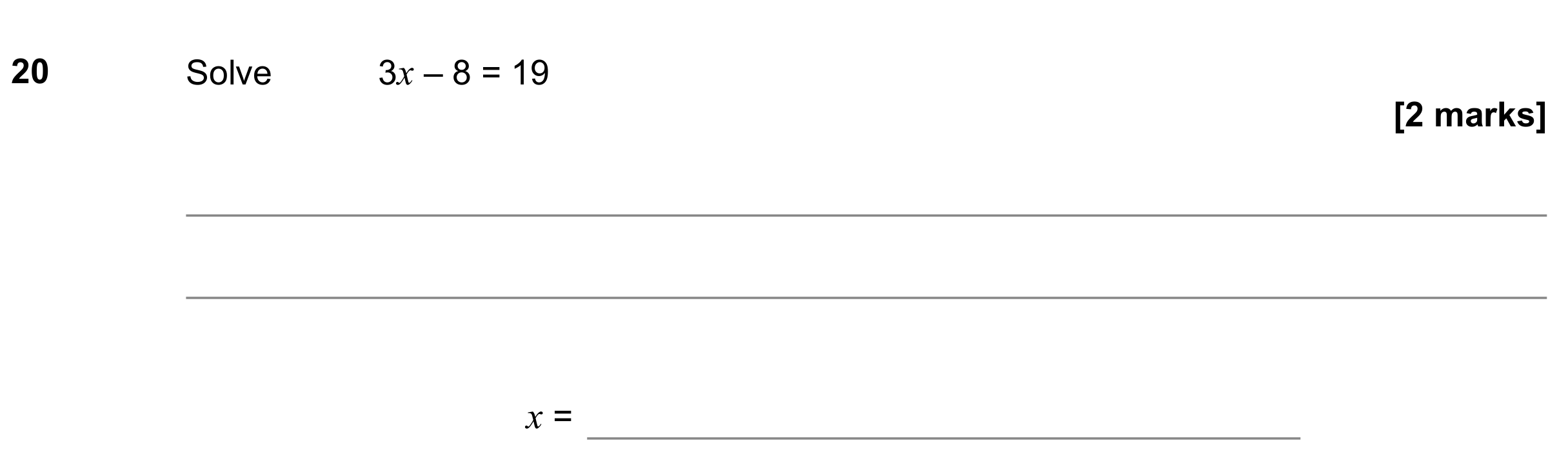 Question 20 — Linear Equations — AQA GCSE November 2018