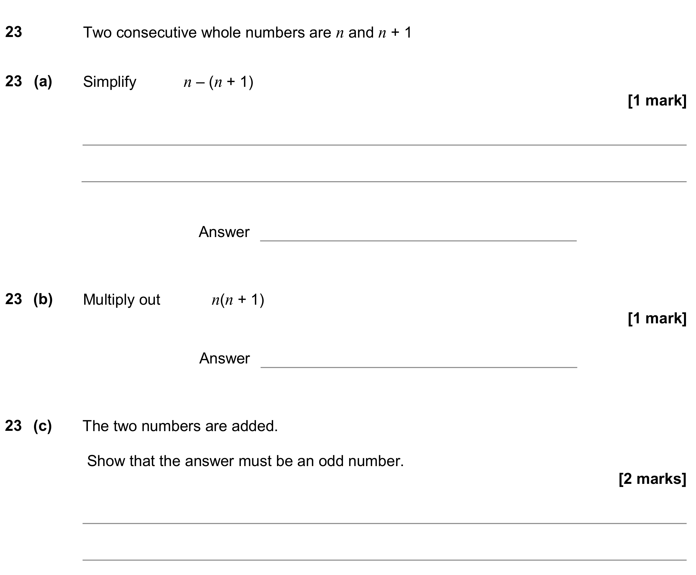 Question 23 — Factorise/Expand/Simplify, Proofs — AQA GCSE November 2018