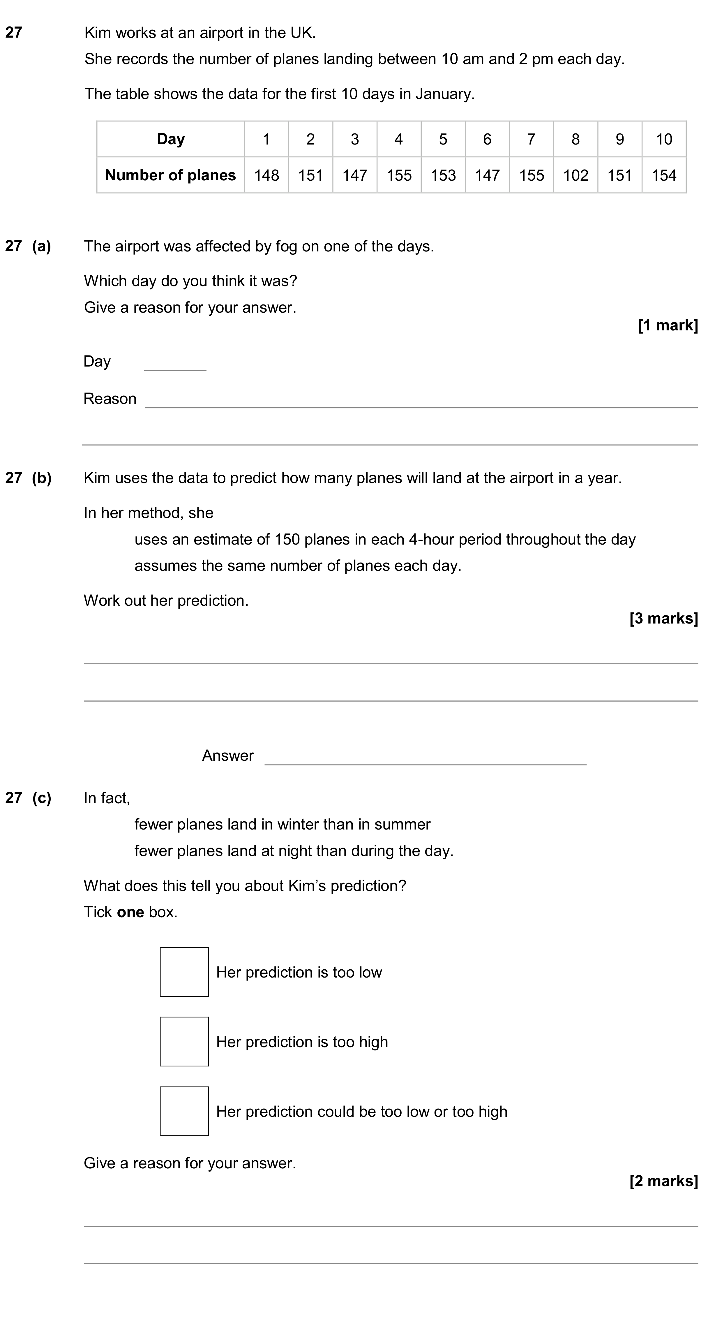 Question 27 — Interpret Statistical Diagrams — AQA GCSE November 2018