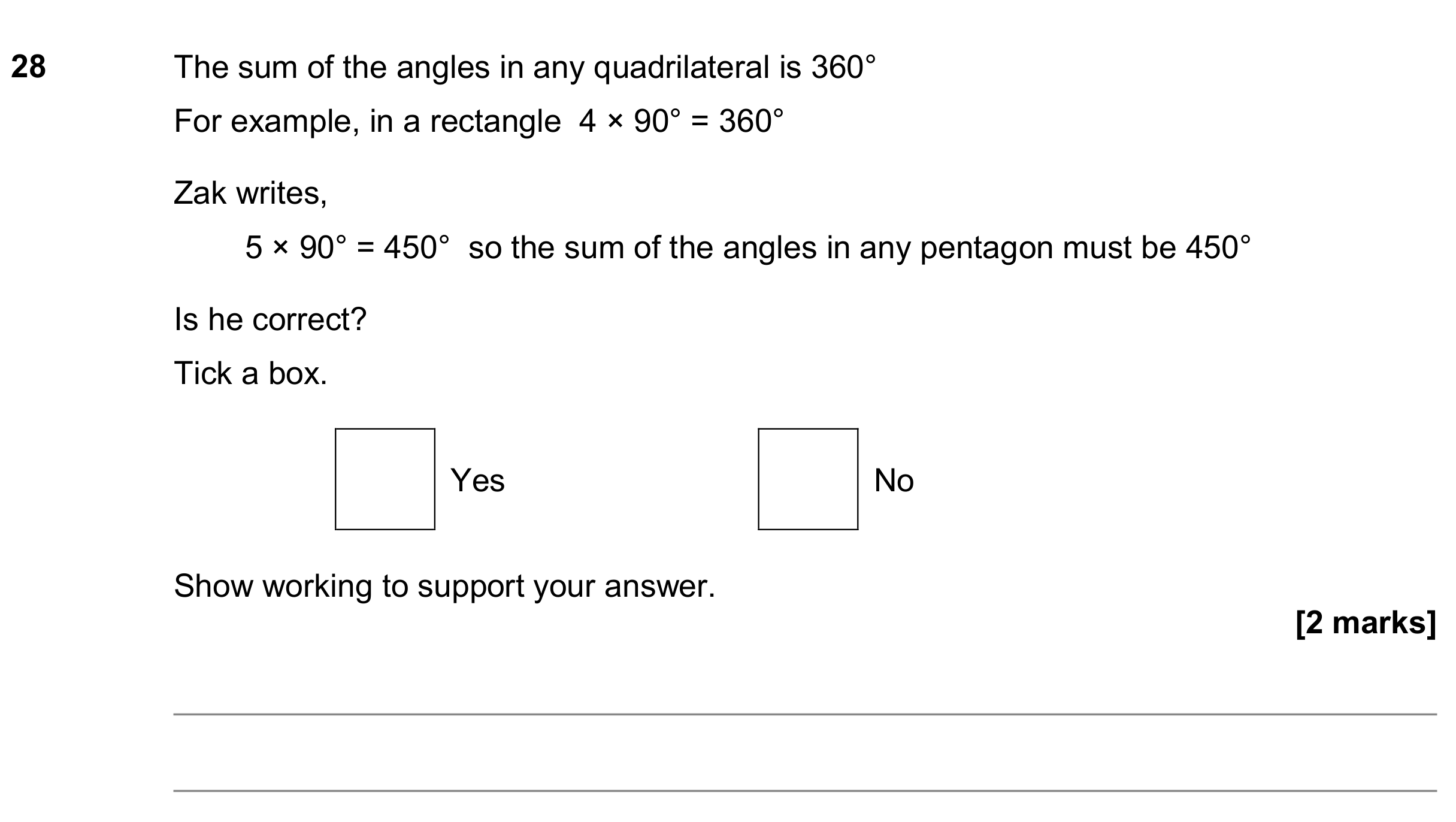 Question 28 — Angles — AQA GCSE November 2018
