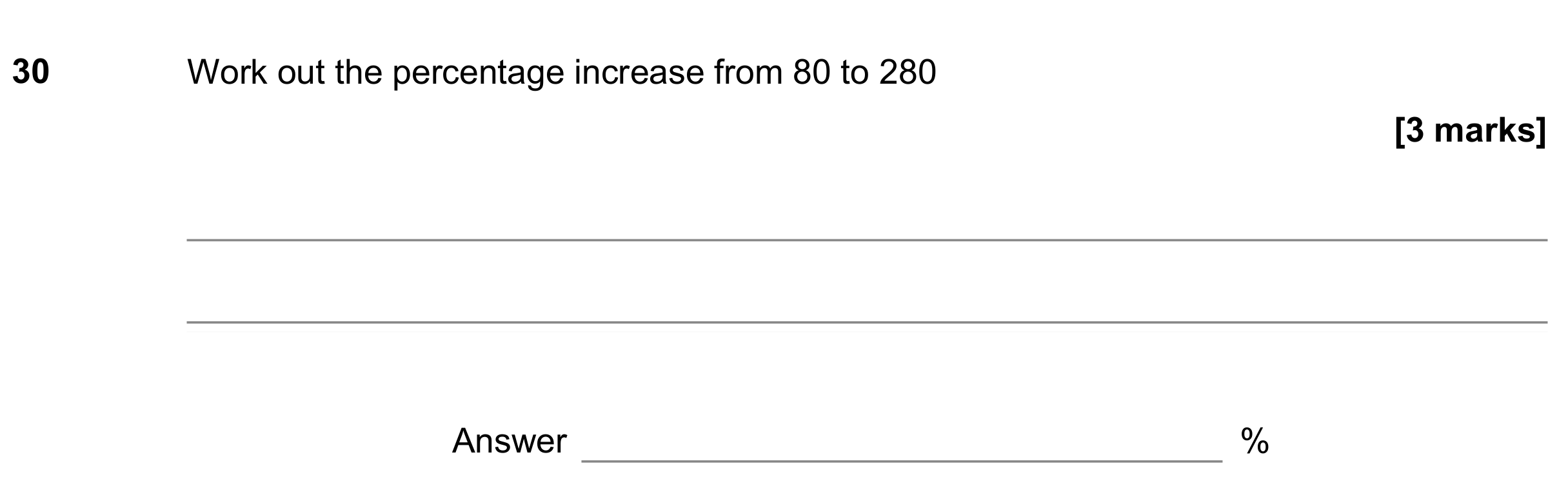 Question 30 — Percentages — AQA GCSE November 2018