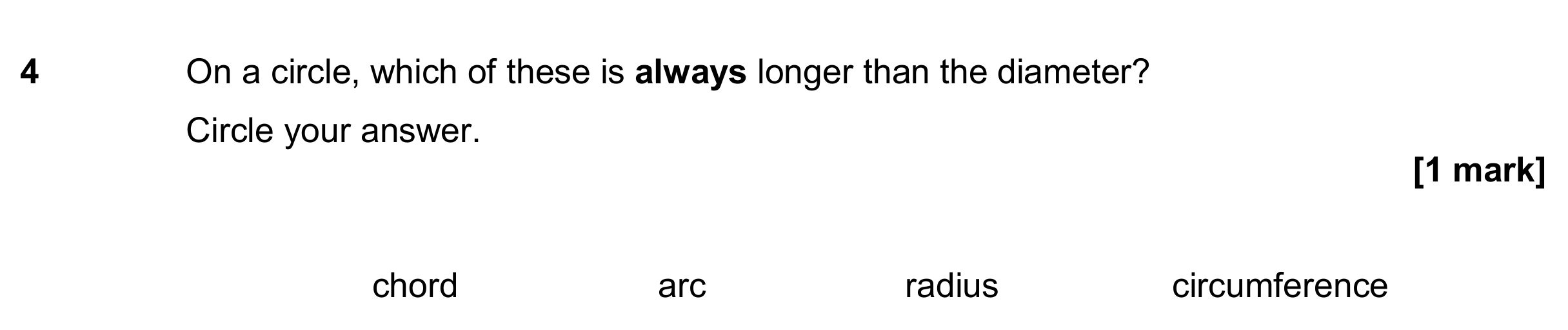 Question 4 — Circles — AQA GCSE November 2018