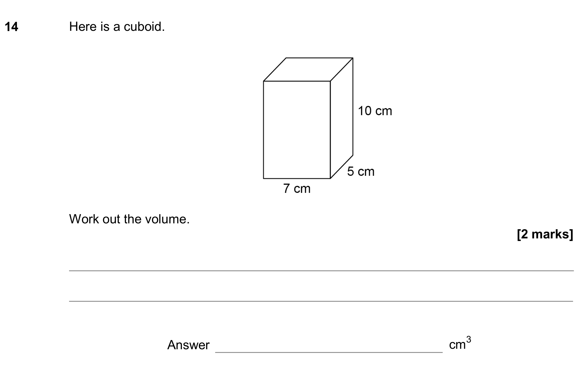 Question 14 — Surface Area and Volume — AQA GCSE June 2019