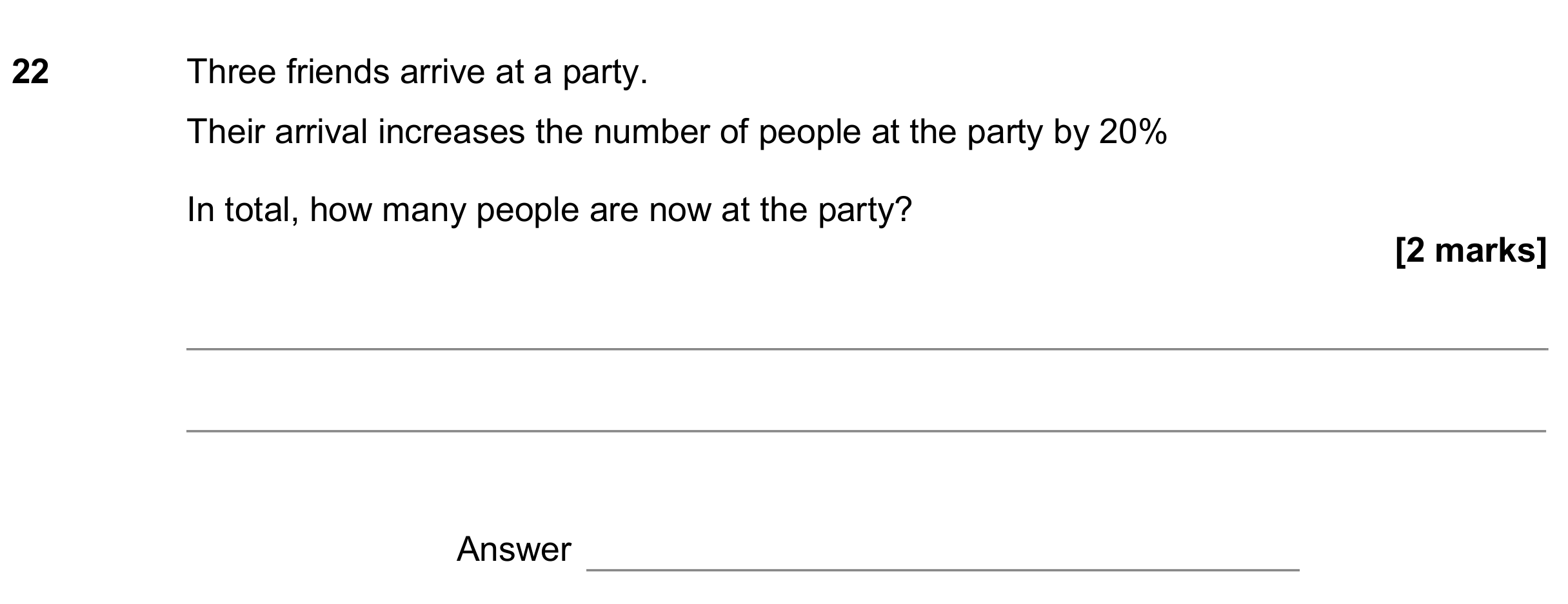 Question 22 — Percentages — AQA GCSE June 2019